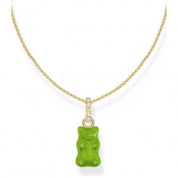 Thomas Sabo Gold-Plated Necklace with Green HARIBO Bear Pendant and Zirconia Stones