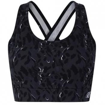 Dare 2b Women's Swift II Sports Bra - Medium Impact, Black Dash Animal Print, Size: M