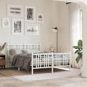 Cama de metal blanca con cabecero y estribo, 120x200 cm, para pediatría