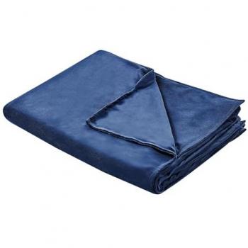 Funda de manta pesada moderna tejido liso poliéster textil dormitorio 120 x 180 cm azul marino Rhea