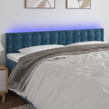 Cabecero con LED de terciopelo azul oscuro 180x5x78/88 cm Vidaxl Azul