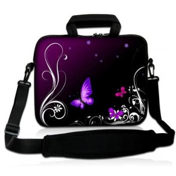 Luxburg® Design Funda bandolera Blanda Bolso Sleeve para Ordenador Portátil / MacBook de 12,1 pulgadas, motivo: Mariposa lila