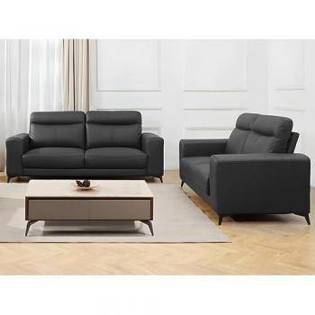 Sofá de piel Montaner 3+2 plazas - Negro