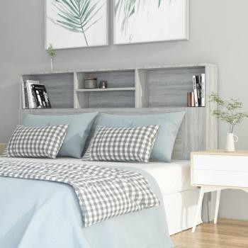Mueble cabecero color gris Sonoma 160x19x103,5 cm con compartimentos