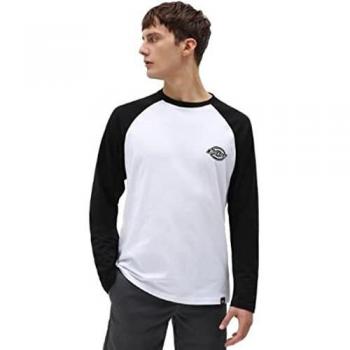 Dickies Cologne Hombre Camiseta Manga Larga Negro-Blanco L 100% algodón Raglan Regular
