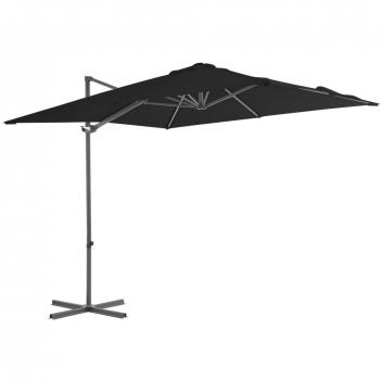 Sombrilla voladiza con poste de acero negro 250x250 cm