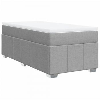 Cama box spring con colchón de muelles gris claro 90x190 cm tela