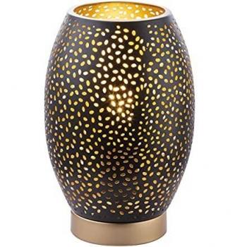 Lámpara de Mesita de Noche NARRI - Metal Dorado y Negro Mate, Tamaño Mediano, E27