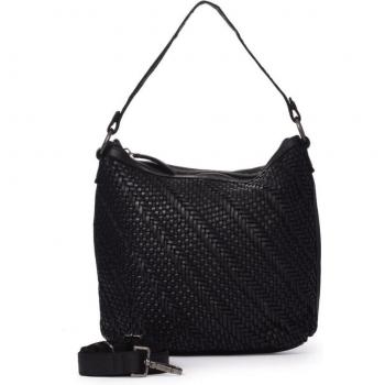 Bolso de hombro multiposición en piel natural negra 412773 NE