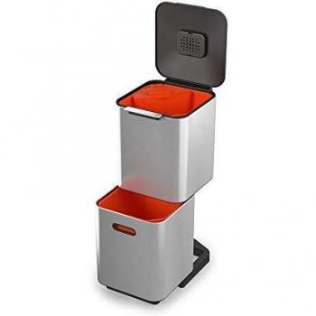 Joseph Joseph Totem Compact 40L Stainless Steel Recycling Bin with 2 Compartments