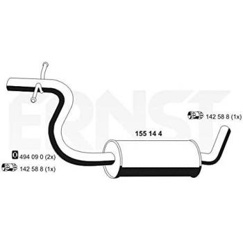 Silenciador intermedio ERNST 155144 para vehículos VAG 1K0253209A 1K0253209T