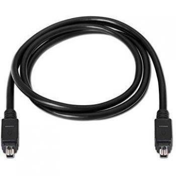 NANOCABLE 10.09.0102 - Cable FireWire IEEE1394A 4/M-4/M 400Mbps, Macho-Macho, Negro, 1.8mts