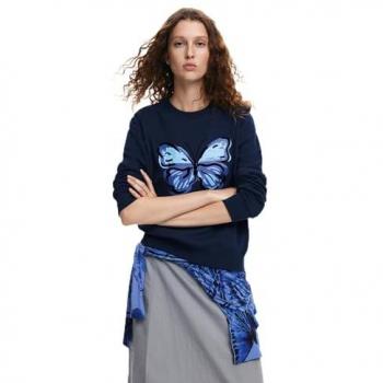 Sudadera de mujer Desigual mariposa cuello redondo azul