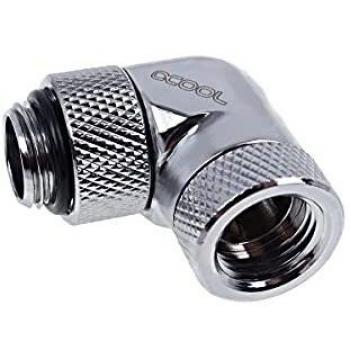 Alphacool Eiszapfen 90° Rotary Angled Adapter with G1/4 Male to Female Threads - Chrome Finish