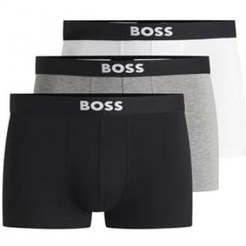 Hugo Boss Men's 3-Pack Icon Trunks with Logo Waistband - Black/Grey/White - Size M