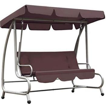 vidaXL Banco Columpio Jardín y Dosel Marrón Mecedora Asiento Sillón Balancín