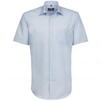 Camisa de Negocios Regular Fit Seidensticker, 100% Algodón, Kent, Manga Corta, Color Azul