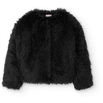 Boboli Chaqueta de pelo de niña AW24459154 con cuello redondo y cierre de corchete