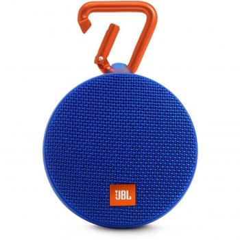 JBL Clip 2 - Altavoz Bluetooth Portátil Resistencia al Agua con Batería Recargable, Sistema Manos Libres y Cable de audio de 3,5 mm Integrado - Azul