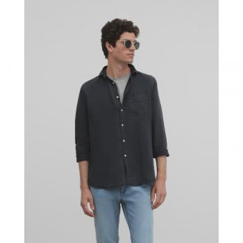 Camisa de hombre regular lisa azul marino