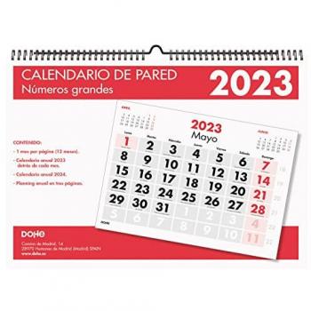 Calendario de Pared Anual 2024 Dohe A3 con Números Grandes y Organizador Mensual