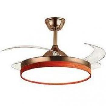 Ventilador de techo Cosmos Bel Air 72W aspas retráctiles mando a distancia Ø108 cm (Cuero/Cerezo)