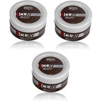 Loreal LP Homme Clay Paste 3 x 50 ml Styling Intensiver Matt-Effekt für starke Fixierung
