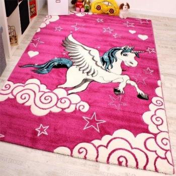 Alfombra Infantil Diseño Unicornio Rosa 80x150 cm