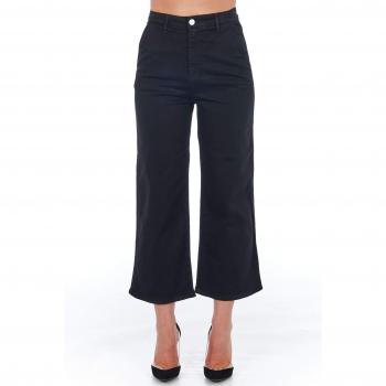 Frankie Morello High Waisted Multipockets Black Cotton Cropped Trousers - Size S