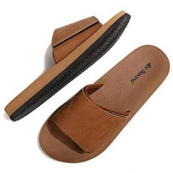 ARRIGO BELLO Hombre Chanclas Suela de látex Sandalias Verano Flip Flop Plantillas de Cuero Piscina Playa Talla 41-46