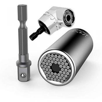 Llave de zócalo Llave universal Llave de zócalo universal Herramientas manuales multifunción 7-19 mm con destornillador de ángulo de 105° Herramientas de reparación del adaptador de accesorios