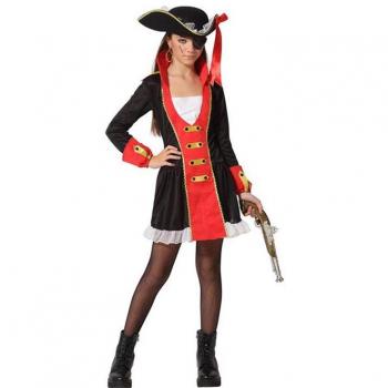 Disfraz de Pirata Rojo y Negro para niña