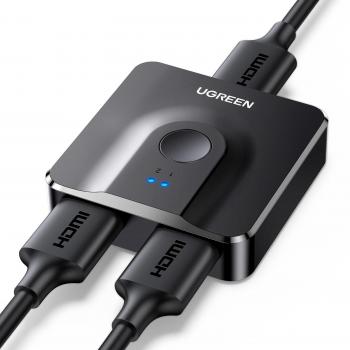 Interruptor HDMI Ugreen 2x1, 4K 30Hz, Bi-Direccional, Soporte CEC y HDCP 1.4, Compatible con PS4, Xbox y Chromecast
