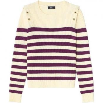 Le Temps des Cerises Fania Women's Sweater with Trendy Stripe Pattern in Purple and Beige