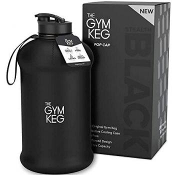 The Gym Keg Botella de Agua para Deportes 2.2 L con Funda Aislante Botella de Agua Térmica con Asa Botella de Agua Deportiva Grande para Fitness Eco Sin BPA