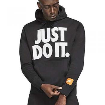 Nike M NSW JDI+ Hoodie Po FLC Mix Sweatshirt, Hombre, Black/White, S