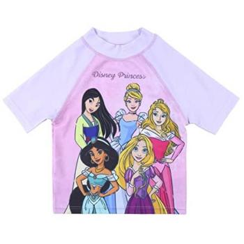 Camiseta de Baño Disney Princess Rosa Claro para Niña - Talla 18 Meses - Tejido de Secado Rápido - Diseño Original con Mulán, Cenicienta, Jasmine, Rapunzel y Aurora