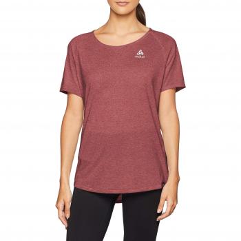 Odlo Bl Top Crew Neck S/S Helle Plain Camiseta, Mujer, Rojo