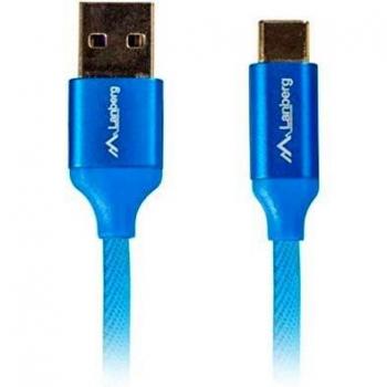Cable USB LANBERG 2.0 Macho/USB C Macho Quick Charge 3.0 1.8M Azul