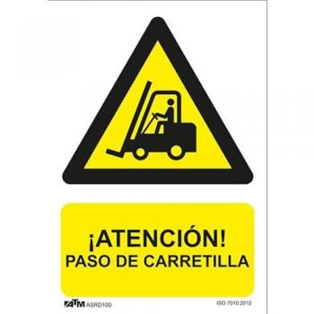 Señal de Peligro - Atención Paso de Carretilla PVC 0,7mm 210x300 mm
