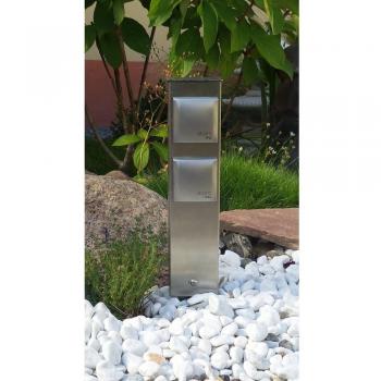 Columna de enchufes 2-fach Carlail IP44 en acero inoxidable con soporte de montaje
