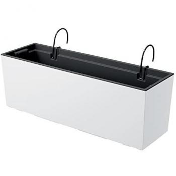 Maceta URBI CASE W Blanco 580x180x195 con Depósito y Ganchos de Sujección