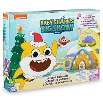 Calendario de Adviento Baby Shark - 24 Juguetes Sorpresa - Licencia Oficial Baby Shark - Tamaño 40 x 30 x 8 cm - Navidad - Decoración