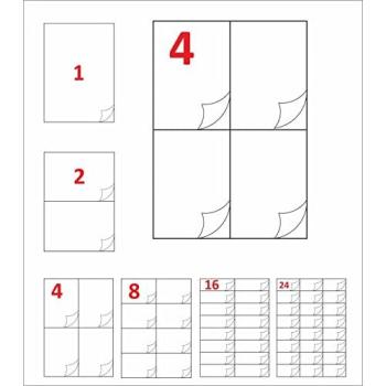 Etiquetas Adhesivas Mateofi A4 Multifunción 400 Unidades, 10.5 x 14.8 cm, Compatibles con Impresoras y Fotocopiadoras