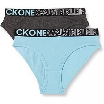 Calvin Klein 2PK Bikini Ropa Interior, Bluefizz/Grey Heather, 12-14 Jahre para Niñas