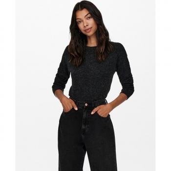 Jersey de mujer cuello perkins de punto Only Rica Life Negro
