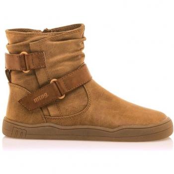 Botines niña Mustang barefoot free Panama Camel color marron bota de caña baja de calzado respetuoso muy comodas con cierre de remallera lateral y ajuste de tiras adherentes