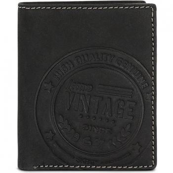 Cartera de hombre Vintage de piel con bloqueo RFID en color negro