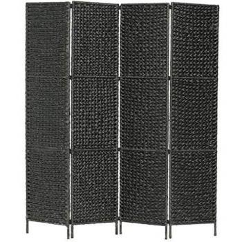 vidaXL 4-Panel Room Divider Black 154x160 cm Water Hyacinth