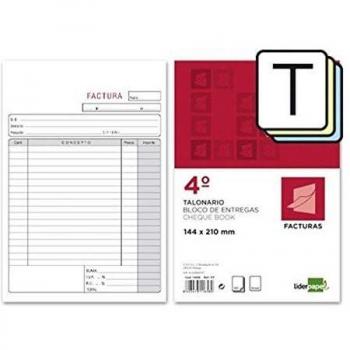 Liderpapel - Talonario Facturas Cuarto Original Y 2 Copias T316 Con I.V.A. Texto En Castellano.
